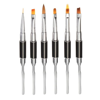 

1PC Nail Art Brush Liner Dotting Fan Design Acrylic Builder Flat Crystal Painting Drawing Carving Pen UV Gel Manicure Tool