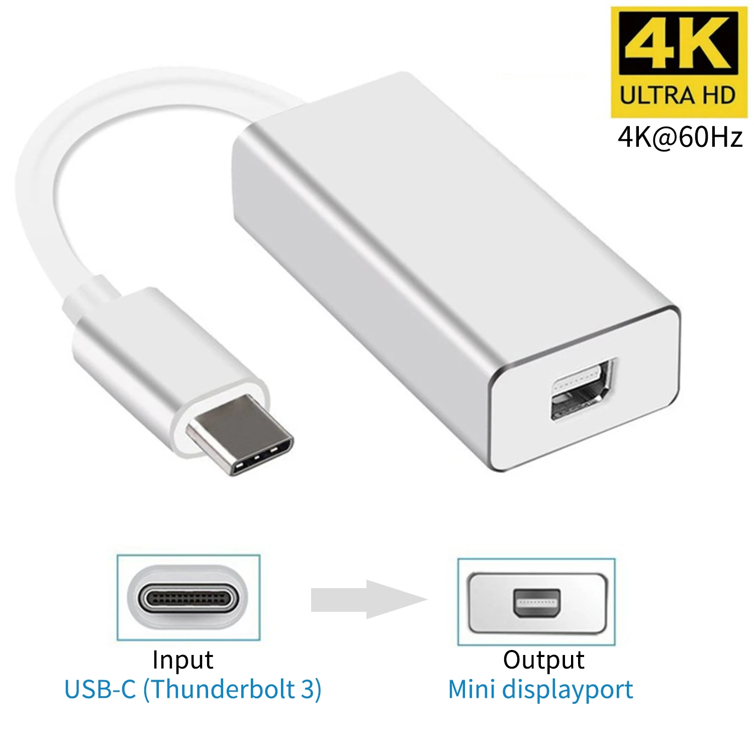 MacBook 12 Gray to LED Cinema Display/Dell Monitor etc Alienware Amiroko USB-C to Mini DisplayPort Adapter 1080P for MacBook Pro USB 3.1 Type C to Mini DP Adapter Support 4K 
