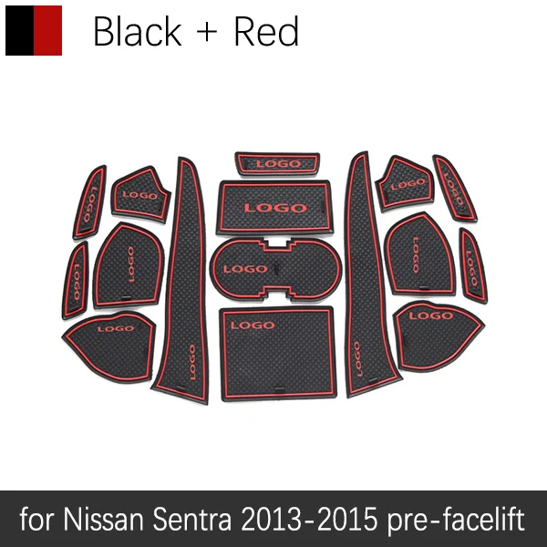 Противоскользящие резиновые ворота слот чашки коврик для Nissan Sentra 2013 B17 Nissan Pulsar Sylphy двери паз коврик аксессуары стикер - Название цвета: Red