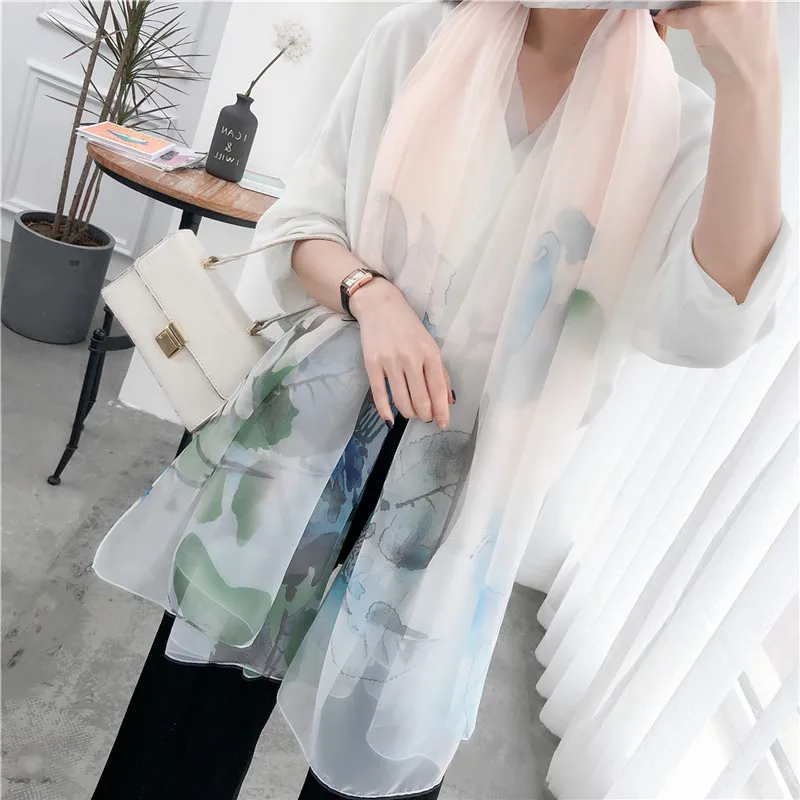 

Ethnic Style Lotus Pattern Sunscreen Scarf Luxury Brand Shawls and Wraps Chale Femme Sciarpa Donna Moda Mujer Echarpe Fashion