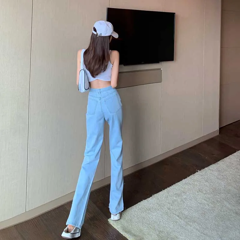 2020 Summer Women High Waist Cowboy Pants Vintage Loose Casual Plus Size Trousers Korean Fashion New Sundress Cowboy Pants