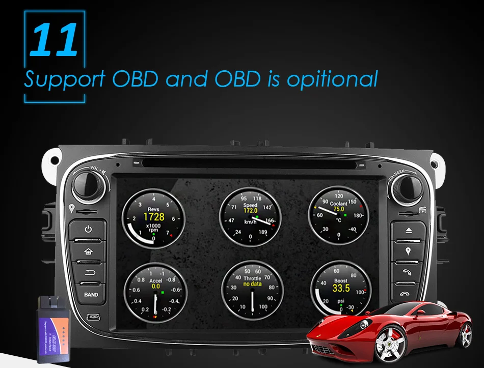 Flash Deal Eunavi Quad Core 2 Din Android 9.0 Car DVD Player Car Radio with GPS+WIFI+3G for Ford focus 2 dab Galaxy Transit Tourneo Mondeo 19