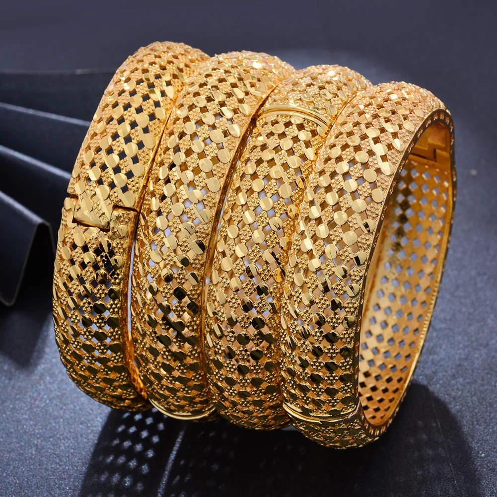 

4pcs/lot Dubai Gold Color wedding Bangles For Women Wife Arab Bracelet&Bangels France Bijoux free shipping items to nigeria