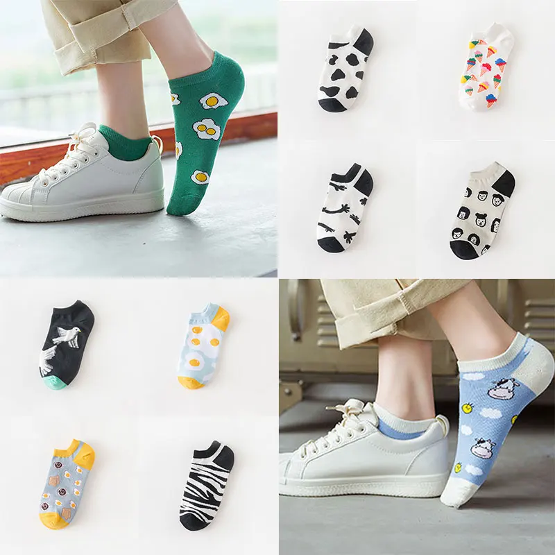 

Cute Summer New Women Street Socks Breathable Ankle Socks Fashion Boat Socks Hosiery Japanese Style Short Cotton Funny Socks
