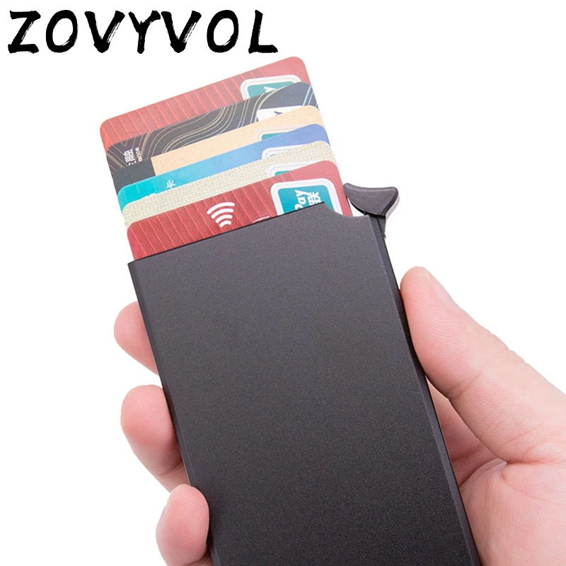 

ZOVYVOL Credit Card Protector Automatic Aluminum ID Cash Card Holder Men Business RFID Blocking Wallet Case Pocket Purse Color