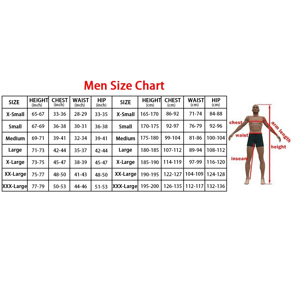 工厂服装通用尺码表 男