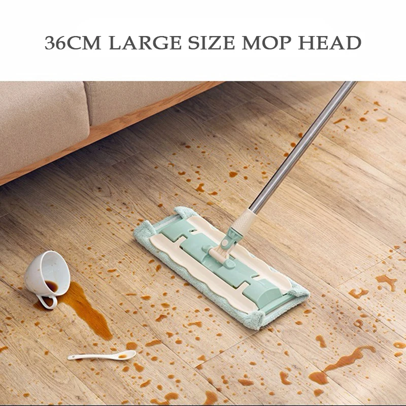 360 Degree Spin Mop with Large Microfiber Pads Flat Mop Floor Telescopic Handle Home Windows Kitchen Floor Cleaner Wood Ceramic