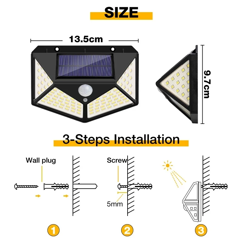 Emissor de Luz Solar ao ar Lâmpada de Parede Sensor de Movimento à Prova Solar para a Rua da Decoração do Jardim Pces 100 Diodo Livre Solar Pir Dwaterproof Água Luz 2 - 4 10 10 Luzes e Iluminação