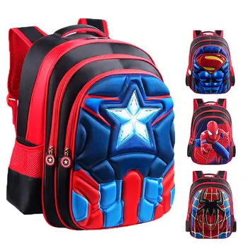 

Boy Schoolbag Superman Batman Spiderman Captain America Children Kindergarten School bag Teenager Kids Student Backpack