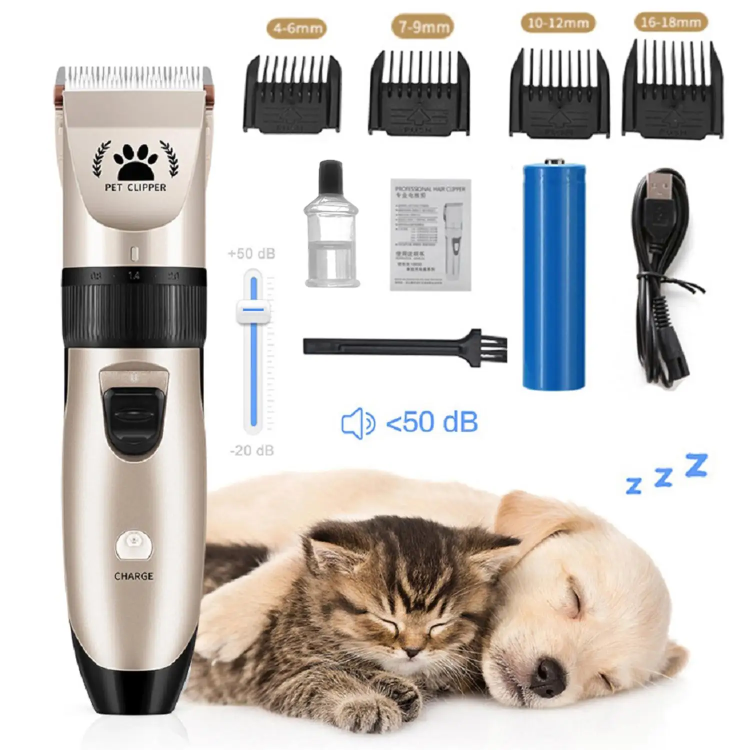 Dog Clippers Low Noise Pet Shaver Rechargeable Dog Trimmer Cordless Pet Grooming Tool Cat Animal Hair Cutter Trimmer Haircut