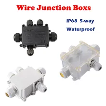 IP68 черный, белый цвет прозрачный Водонепроницаемый Пластик наружный кабель провода Разъем Железы электрическая 5-кабель распределительная коробка с терминала
