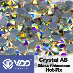 High Quality Super Bright Glass Crystal HotFix Rhinestones - Flatback Stones for DIY Nail Art and Clothing (055 Crystal AB)
