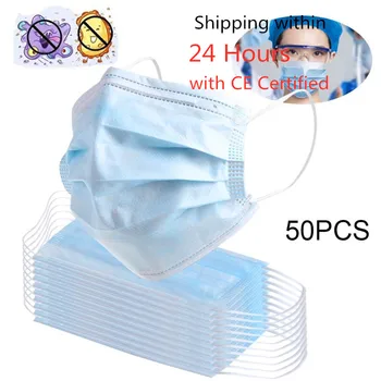 

50pcs CE Certified DROPSHIPPING Anti Dust Mask Mouth Blue White Face Mask Delivery within 24 hours