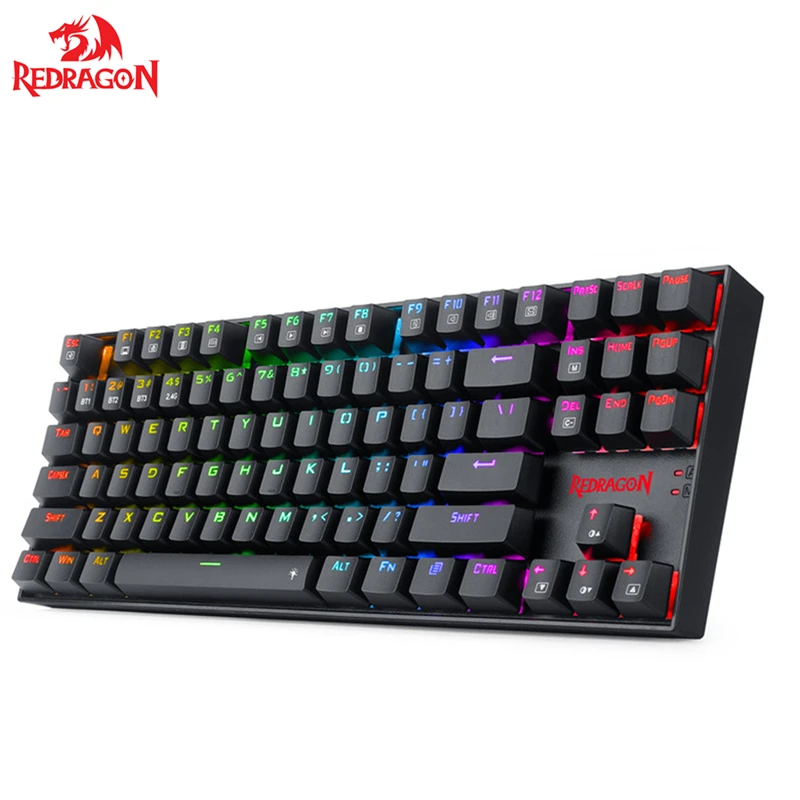 

Redragon K552 TKL Wireless RGB Mechanical Keyboard 5.0 BT/2.4 Ghz/Wired Three Modes Blue Switches for PC Laptop Cell Phone
