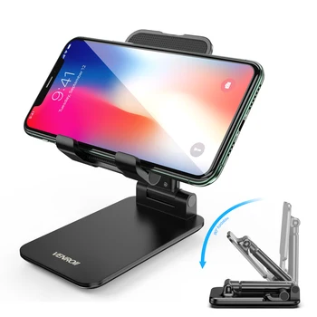 

Venroii Desktop Phone Stand Foldable Mobile Phone Holder Angle Height Adjustable Dock Cradle for iPhone 11 Pro Xs Xr 8 7 X Plus