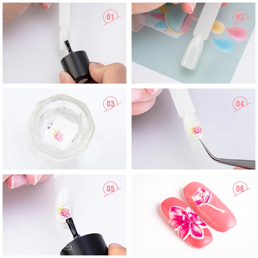 1 шт. 3D акриловый выгравированный цветок для ногтей водная переводная наклейка для ногтей художественная наклейка наклейки блеск для ногтей обертывания наклейки