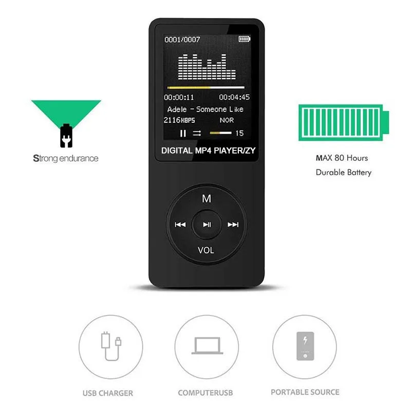 1 Set 1.8 Inch Portable MP3 MP4 Player Student LCD Screen MP3 Music Player
