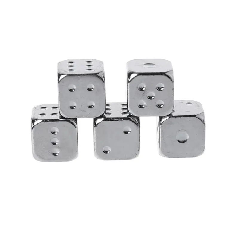 5pcs 13mm 금속 주사위 골드/실버 고체 무거운 주사위 바 나이트 클럽 파티 마시는 DND 게임 주사위