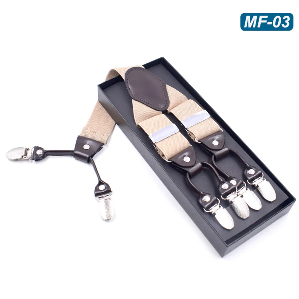03 Задние подтяжки для мужчин с тяжелыми зажимами широкие регулируемые эластичные подтяжки для брюк LF88 - Цвет: 03
