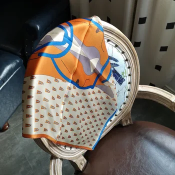 

New Fashion Women Scarf Striped Dots Print Silk Shawl Foulard Square Scarves Head Female Elegant Women Hijab Kerchief 53*53cm