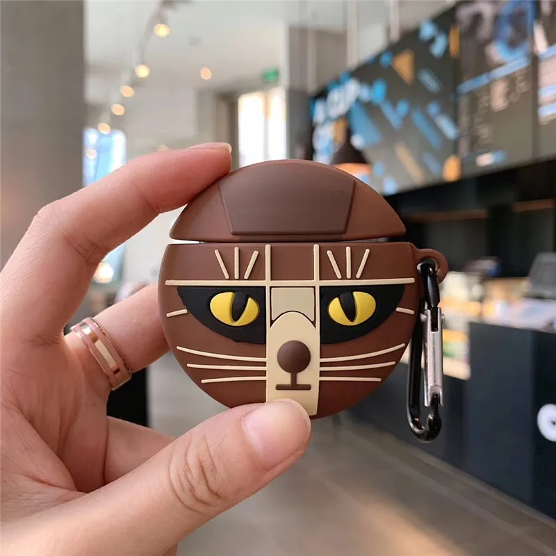 

Funny Cartoon Cat Silicone Earphones Case For Apples Airpods Earbuds Protective Cover Charging Box Case With Hook For Airpods 2