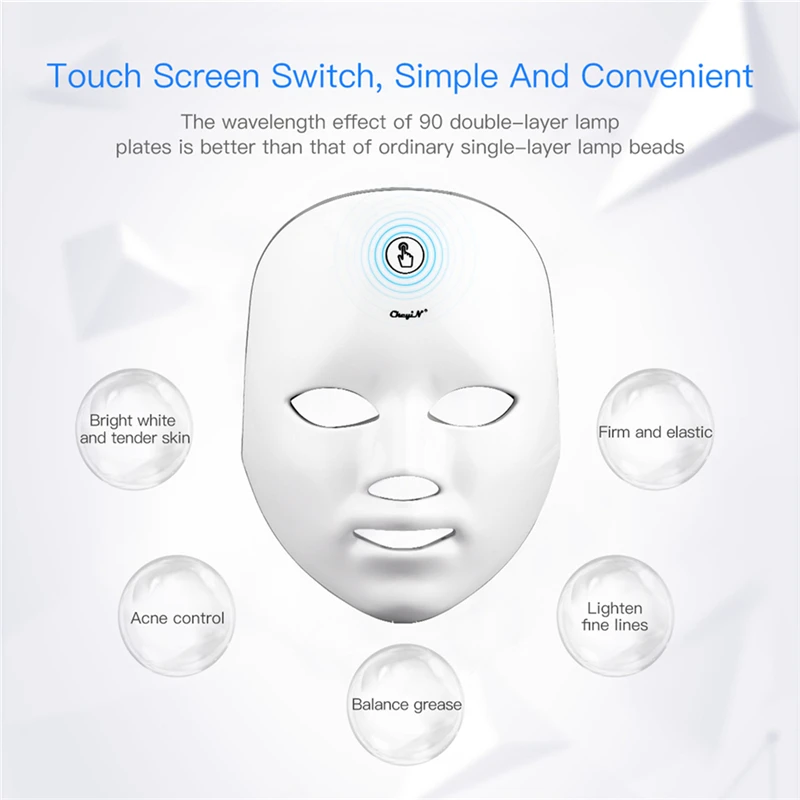 Beauté 7 couleurs masque LED visage cou Photon lumière rajeunissement de la peau sans fil lumière soin du visage Instrument Anti-âge écran tactile ► Photo 2/6