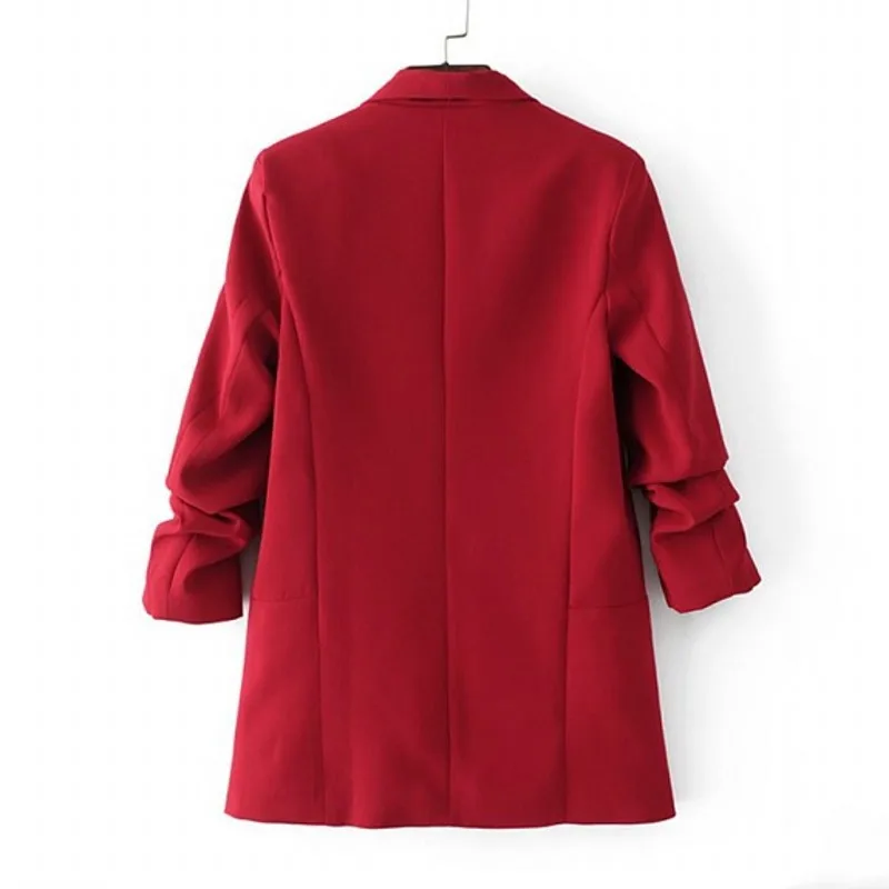 Europe And America Solid Color No Buckle Small Suit Women's Business Slim Fit Shawl Lapel Casual Spring And Autumn Large Size Su