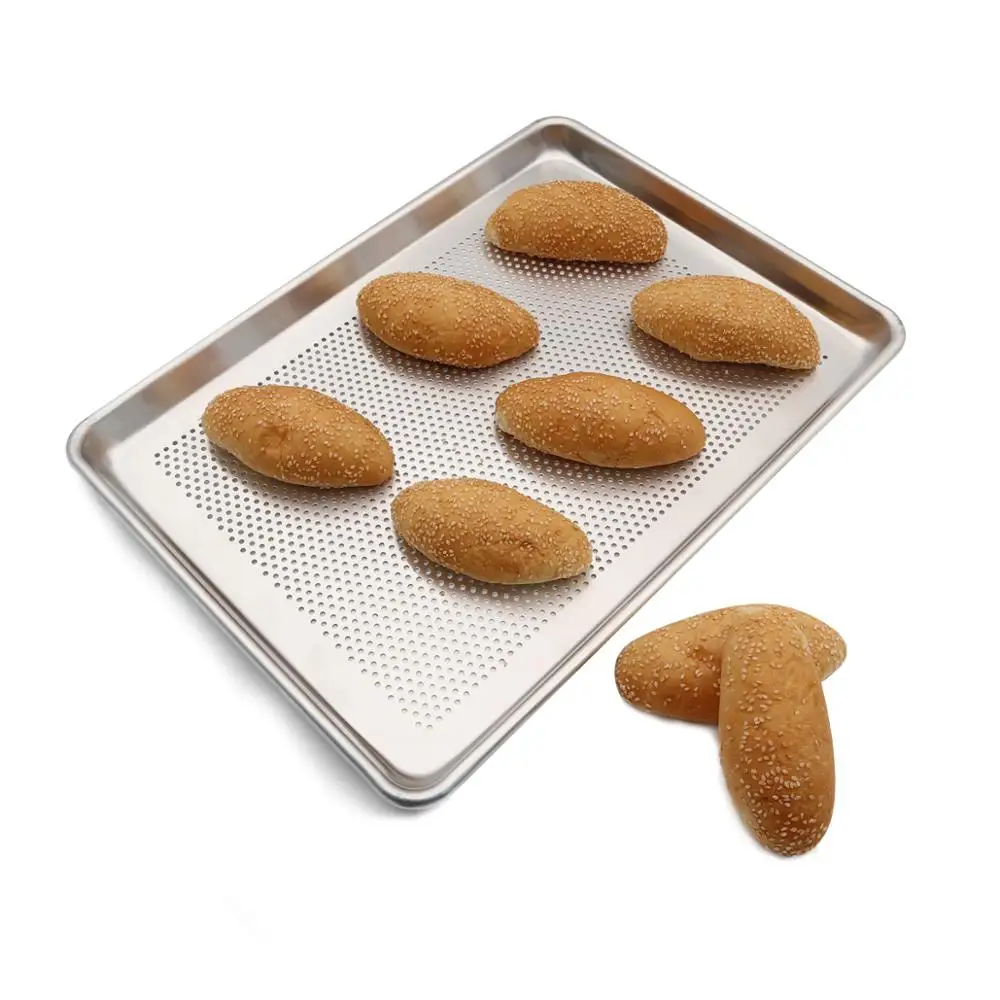 

Aluminum Perforated Half Sheet Pan For Baking Half Size Bakery Sheet Tray Sub Roll Stores Metal Medium Bakeware 13x18 inches