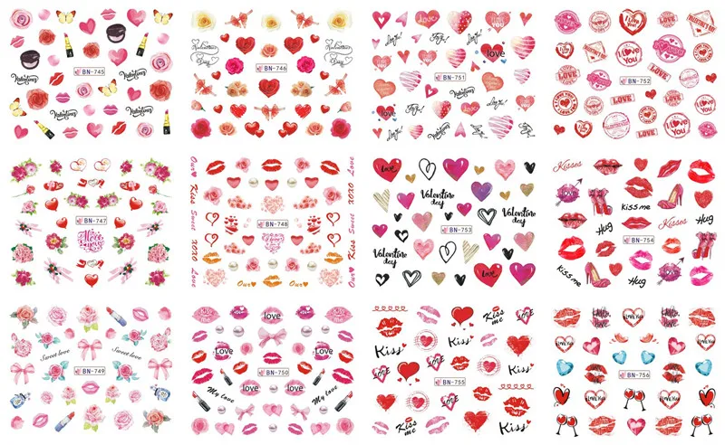 1 лист красочные наклейки на День святого Валентина сердце любовь буквы ногтей