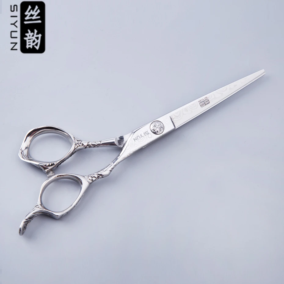 

2014 new model,6.0inch flat cut,damascus pattern on blade, plum blossom personality finger hole,professional hairdresser