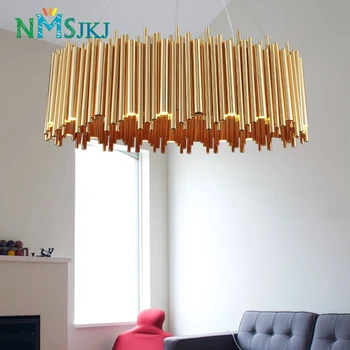 

Italian Style Aluminum Tubular Gold LED Bulb Chandelier for Kitchen Dining Room Bedroom Lighting