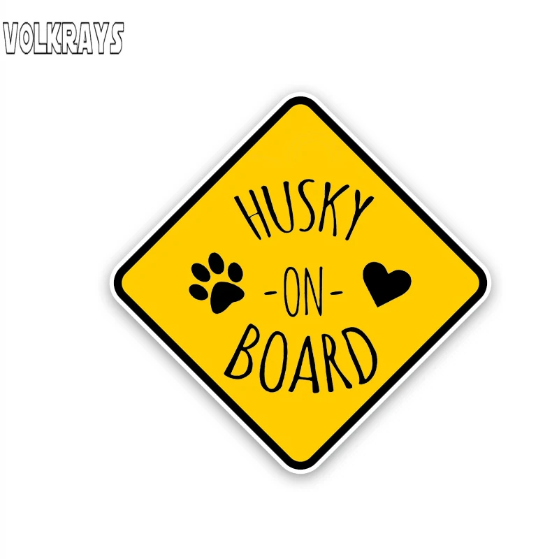 Volkrays Lovely Car Sticker Husky on Board Dog Print Accessories