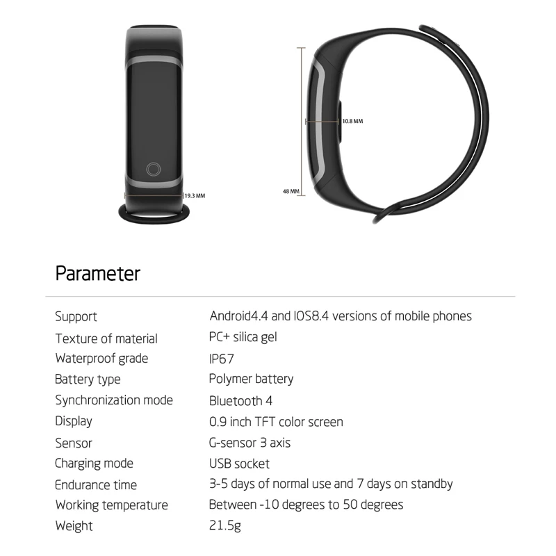 Greentiger M4 Смарт Браслет IP67 Водонепроницаемый Фитнес Tracker Heart Rate Monitor Умный браслет