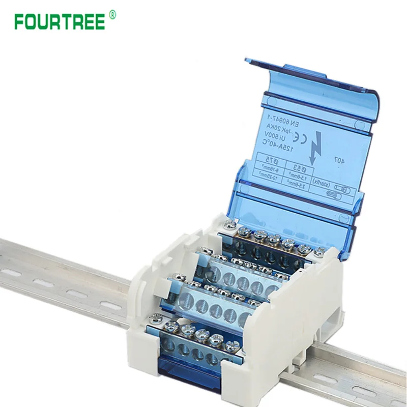 Scatola Distribuzione Terminale 2 Livelli 207 - Morsettiera Per Guida DIN, 12 Uscite, Copertura Trasparente