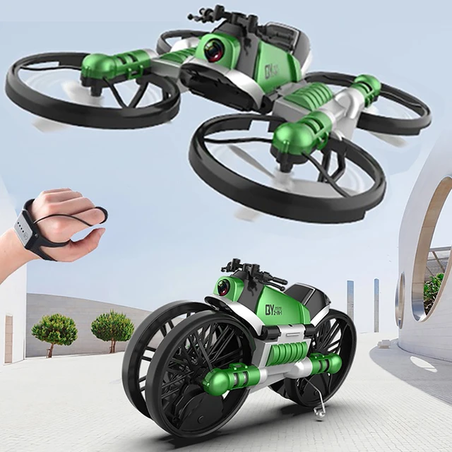 $31.99  RC Drone Motorcycle 2-in-1 Watch Remote Control Foldable Helicopter RC Quadcopter Motorcycle Drone 