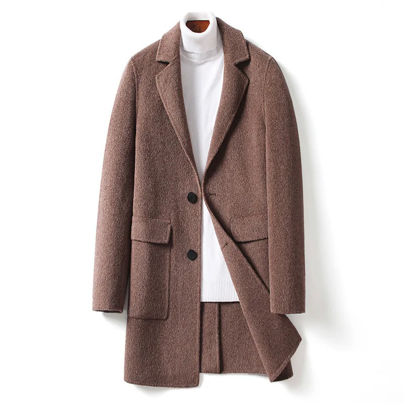 MOOWNUC men Wool Blends Coats double-sided woolen coat New arrival wool jacket men's Casual Turn Down Collar Overcoat - Цвет: CAMEL