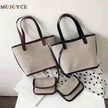 2 шт./компл. хозяйственные сумки Женская классическая сумка через плечо кожаная льняная большая сумка сумки для отдыха для ежедневных покупок