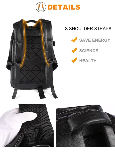 Mochila Para Portatil Mochila De Cuero PU Para Hombre Estilo