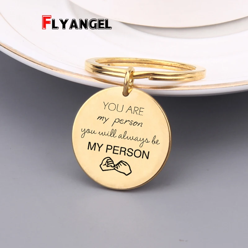 

Pinky Promise Keychain Engraved Lettering You are my person you will always be my person Key Holders For Couple Lover Keyrings