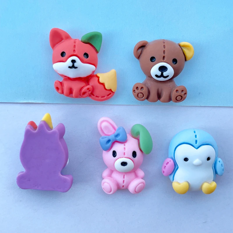 15Pcs New Cute Resin Mini Cartoon Animal Flat Back Cabochon Scrapbook Kawaii DIY Embellishments Accessories A63