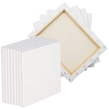 

12 Pcs Rectangular Oil Painting Frame Cotton Linen Canvas 15X20cm Solid Wood Blank Practice Canvas Frame