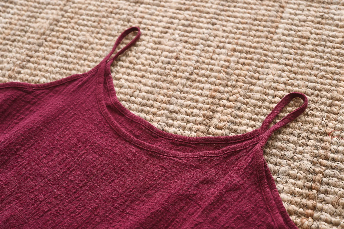 Повседневные однотонные Топы Camis Новая летняя одежда с круглым вырезом свободный Комфортный хлопковый льняной жилет женские слинги