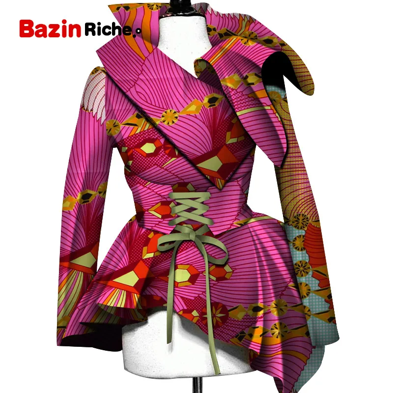 Африканское пальто для женщин Новая мода хлопок традиционные печати Куртки для Леди Пальто Верхняя одежда короткая блузка женская WY5102