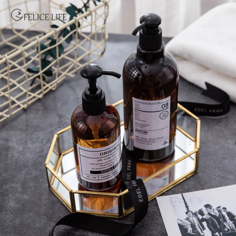 250/500ml Nordic Style Brown Bath Refillable Bottle Shower Gel Shampoo Press Bottle Shower Gel Refillable Bath Storage Bottles refillable bottle refillable plastic bottles