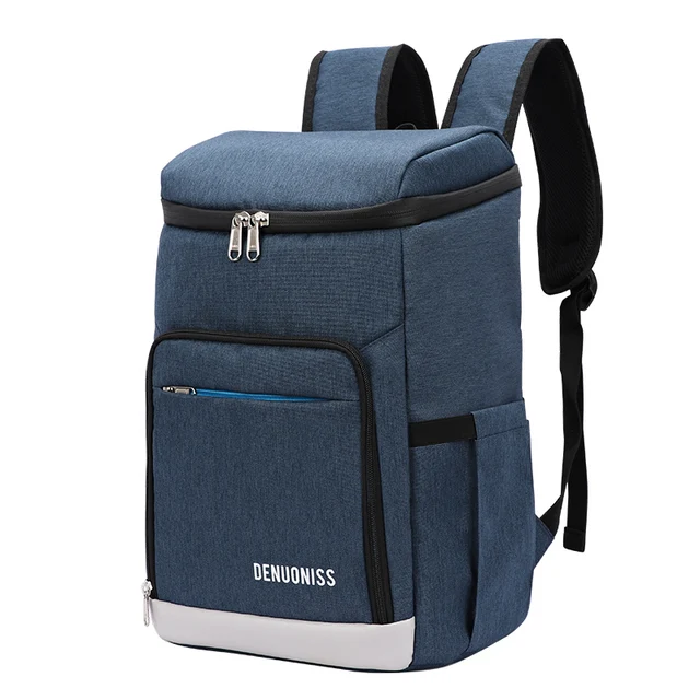 DENUONISS Suitable Picnic Cooler Backpack Thicken Waterproof Large Thermo Bag Refrigerator Fresh Keeping Thermal Insulated Bag Light blue