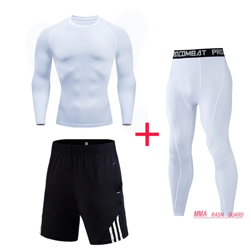 Высококачественный мужской костюм для фитнеса, компрессионное быстросохнущее термобелье, мужская спортивная одежда для тренировок
