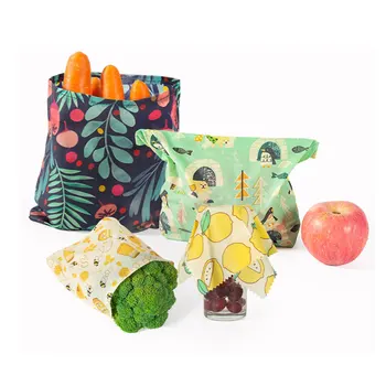 

3Pcs Kitchen Food Fresh-keeping Storage Beeswax Food Wrap Bag Eco Friendly Reusable Portable Plastic-Free Food Storage Bag