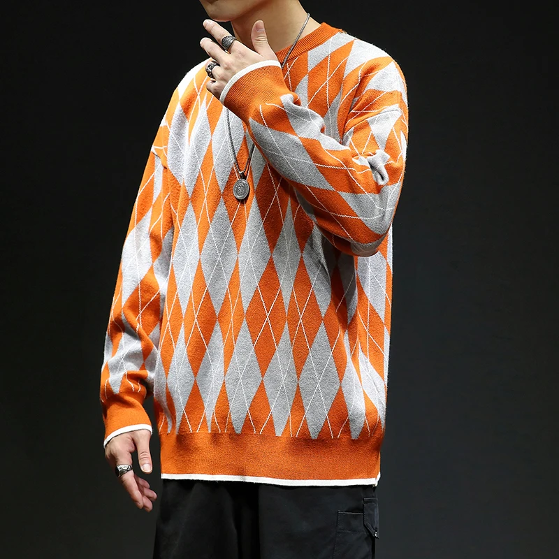Winter Sweater Men's Warm Fashion Contrast Color Casual Knit Sweter Clothes Man Streetwear Loose Long-sleeved Pullover Men M-5XL Winter Sweater Men's Warm Fashion Contrast Color Casual Knit Sweter Clothes Man Streetwear Loose Long-sleeved Pullover Men M-5XL