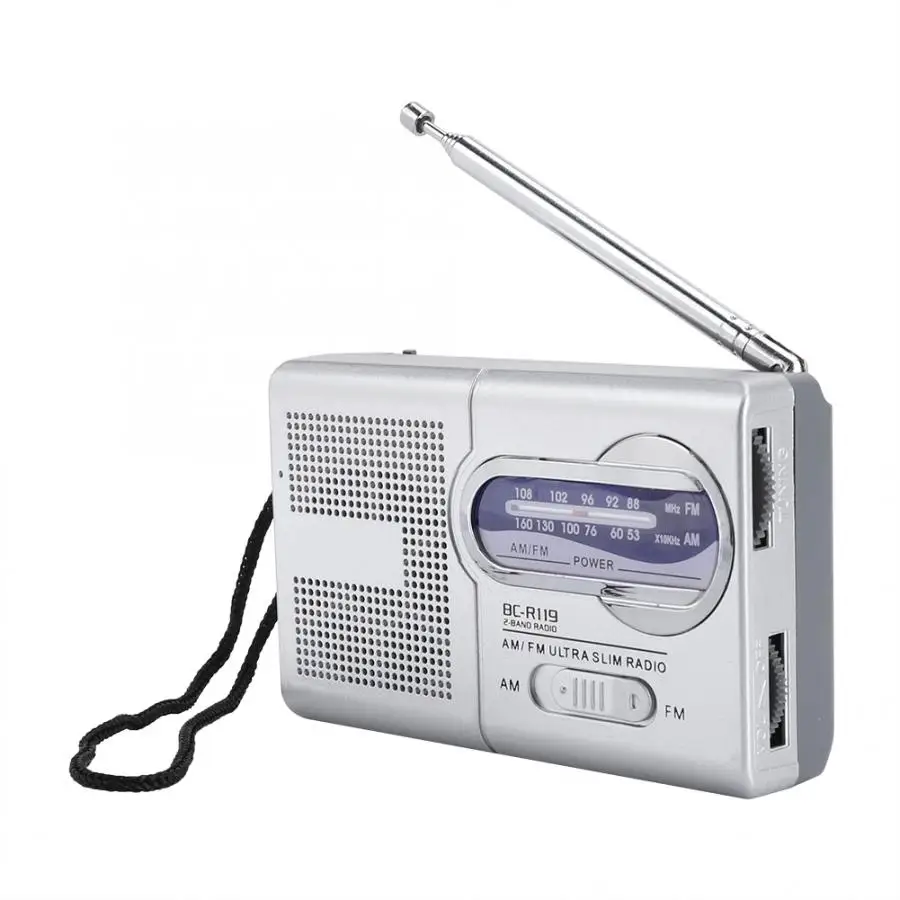 AM/FM старая мода радио Многофункциональный Мини карманный AM/FM BC-R119 радио Динамик Приемник телескопическая антенна радио приемник - изображение