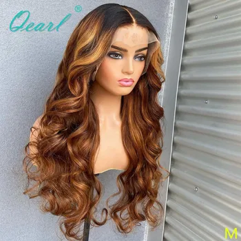 

13x4/13x6 Brown Blonde Lace Front Human Hair Wig Ombre Highlights Colored Wigs Loose Wave Remy Hair Deep Long Part 150% Qearl